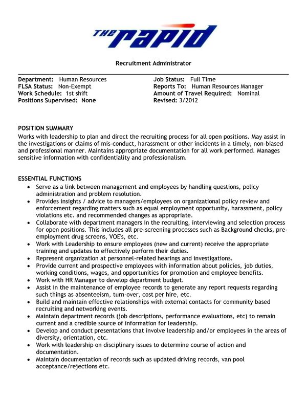 z - Cover Image: Recruitment Administrator Job Description