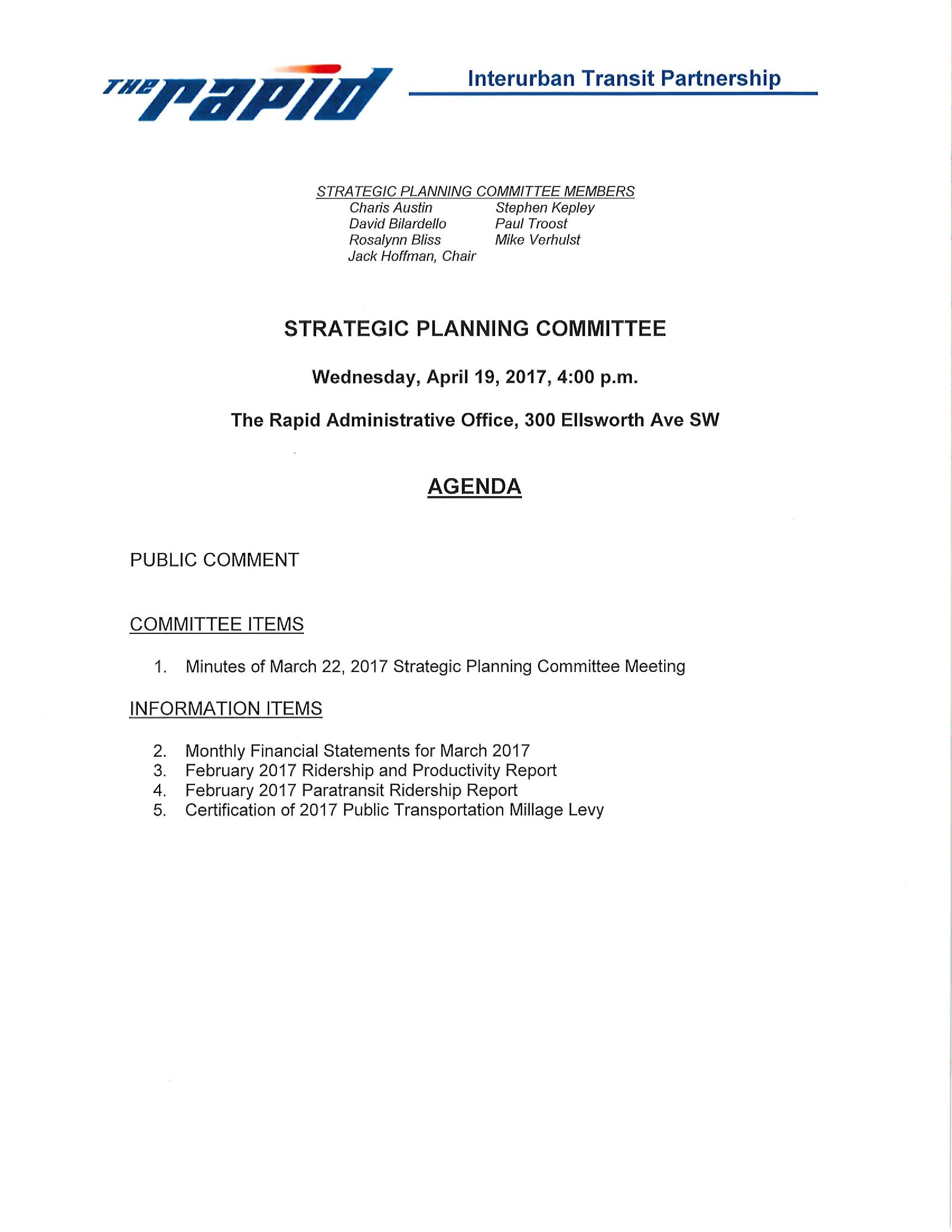 z - Cover Image: Strategic Planning Committee Packet 4-19-17