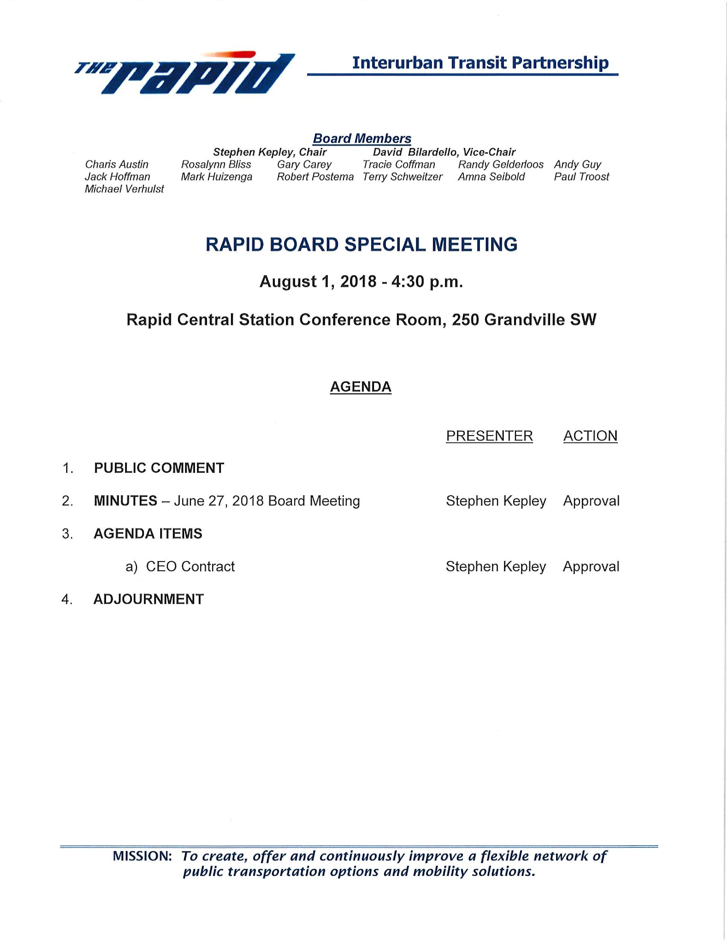 z - Cover Image: Board Meeting Agenda for Aug. 1, 2018