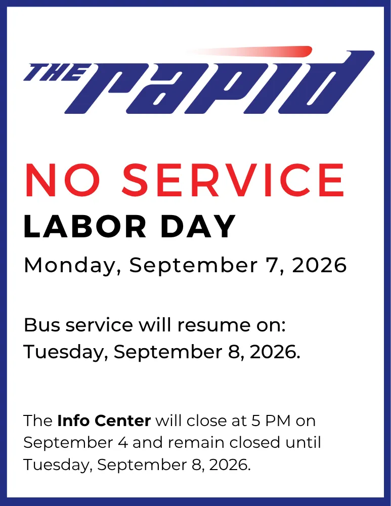 No Service Labor Day, Monday, September 7, 2026, Flyer